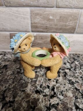 Vintage 2003 The Cherished Teddies Club Bear Figurine Vase Holder